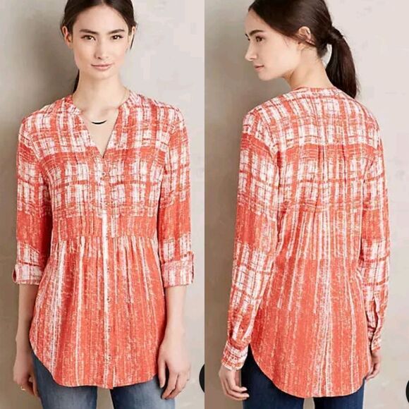 Anthropologie Maeve Orange Calia Tunic Top Size 4 - Picture 1 of 8